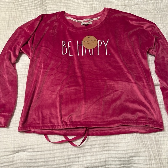 “Be Happy” Velour Drawstring Sweatshirt - NWT - Size L - Picture 12 of 12